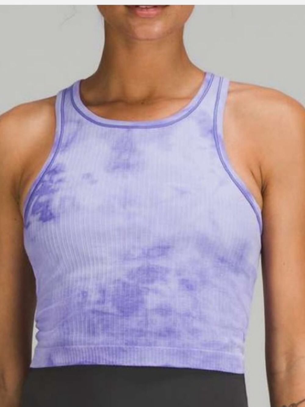 Lululemon Ebb To Street purple marble tie-dye crop racerback built-in bra tank
